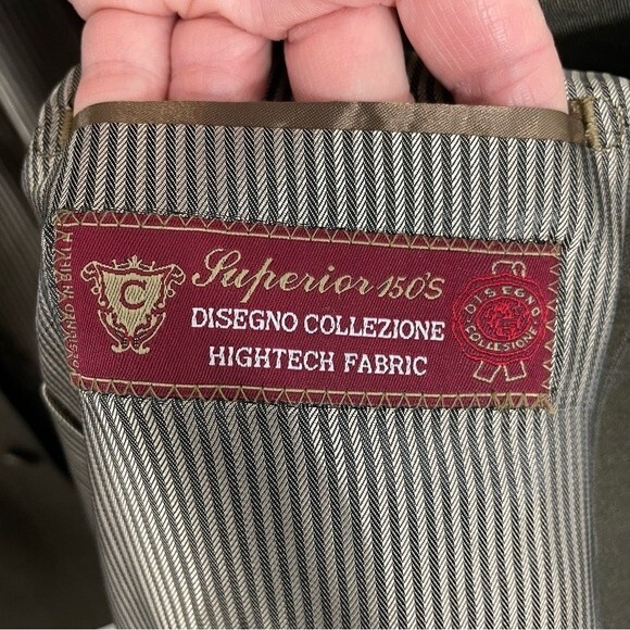 NWT Caravelli Tevon Superior 150s Blazer Size 40R Olive Pinstripe Sport Coat - Picture 9 of 11